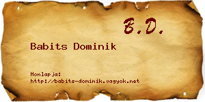 Babits Dominik névjegykártya